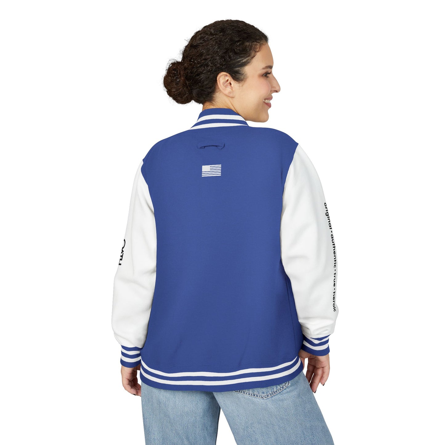 Unisex OATH Heavyweight Letterman Jacket - Red and White Classic Style with Text Design