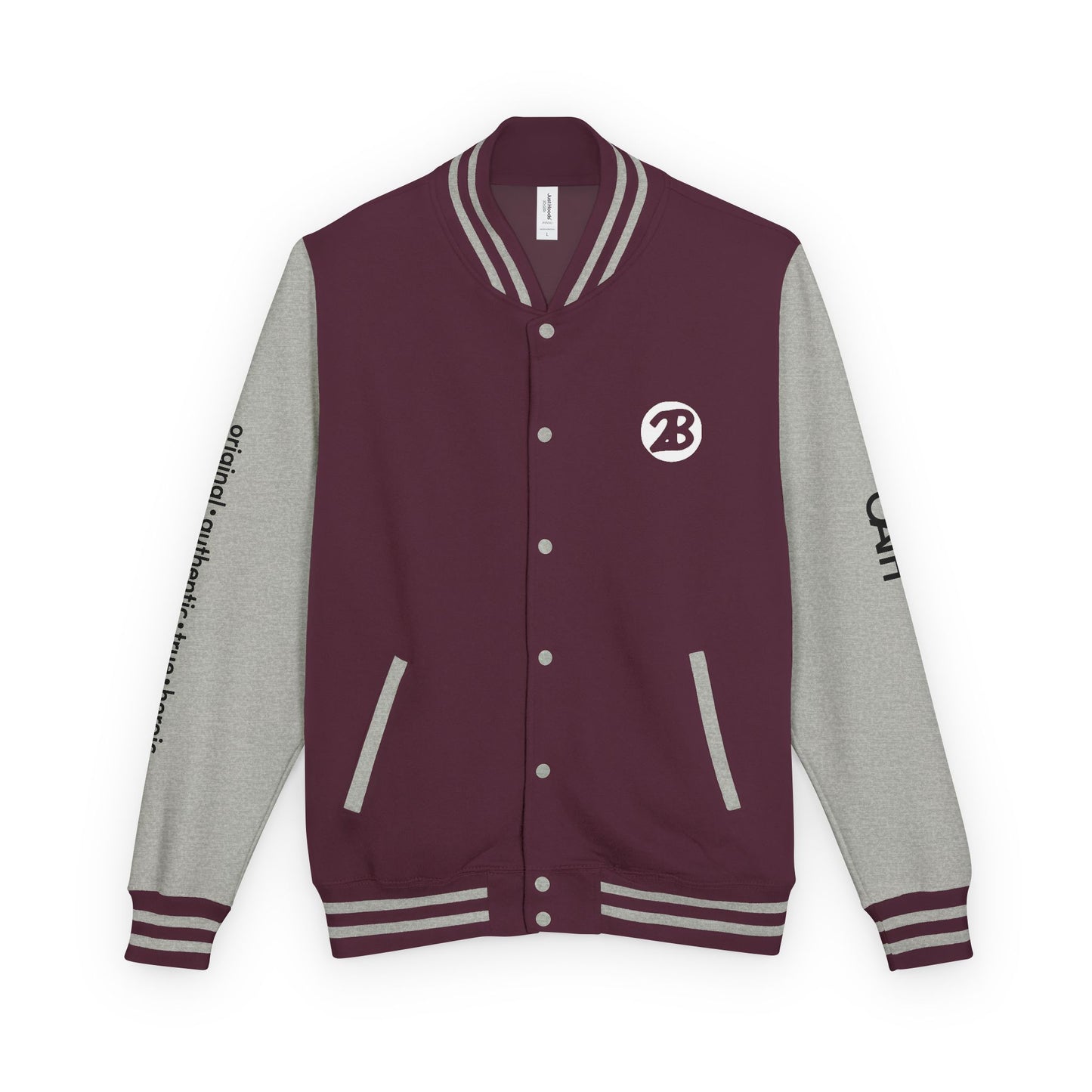 Unisex OATH Heavyweight Letterman Jacket - Red and White Classic Style with Text Design