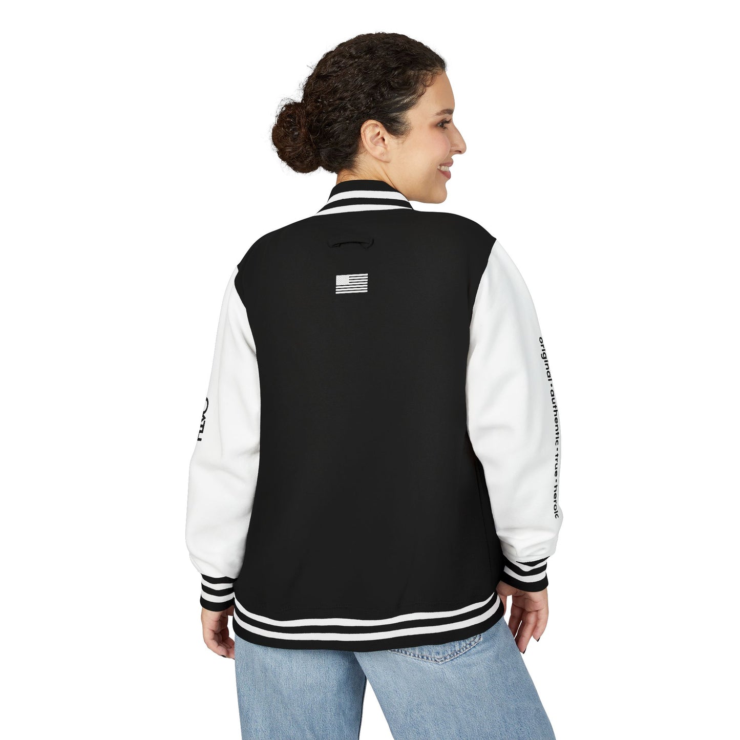 Unisex OATH Heavyweight Letterman Jacket - Red and White Classic Style with Text Design