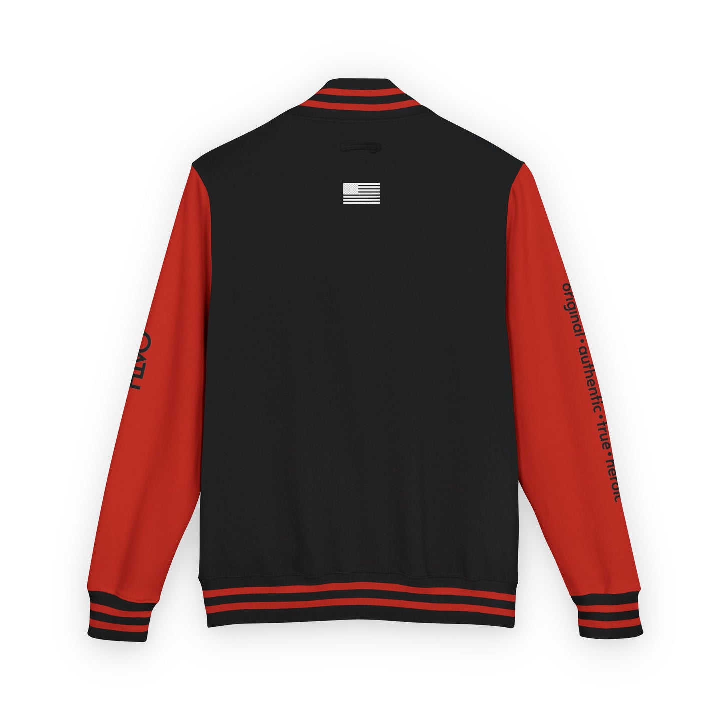 Unisex OATH Heavyweight Letterman Jacket - Red and White Classic Style with Text Design