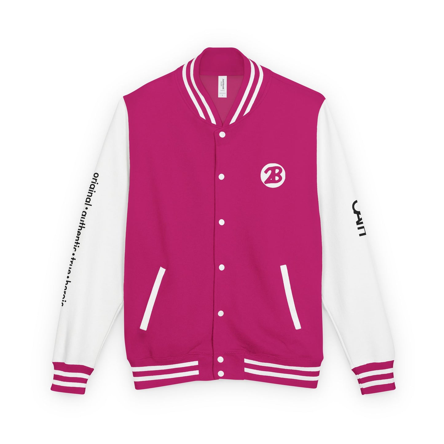 Unisex OATH Heavyweight Letterman Jacket - Red and White Classic Style with Text Design