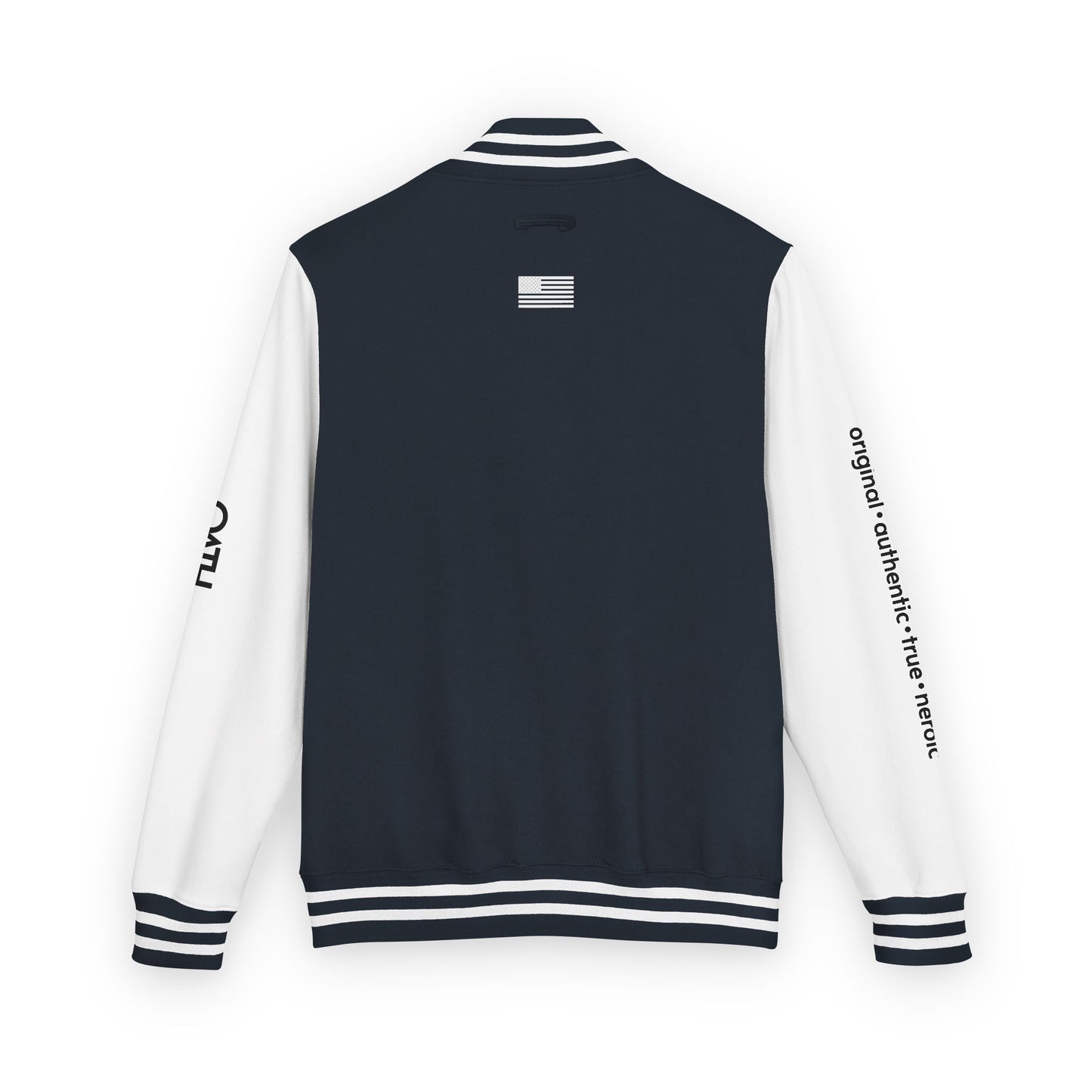 Unisex OATH Heavyweight Letterman Jacket - Red and White Classic Style with Text Design