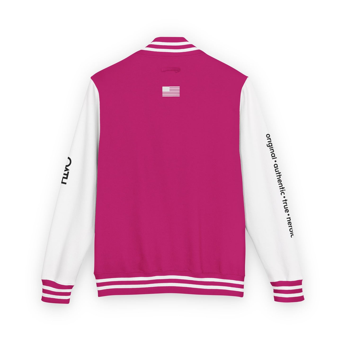 Unisex OATH Heavyweight Letterman Jacket - Red and White Classic Style with Text Design