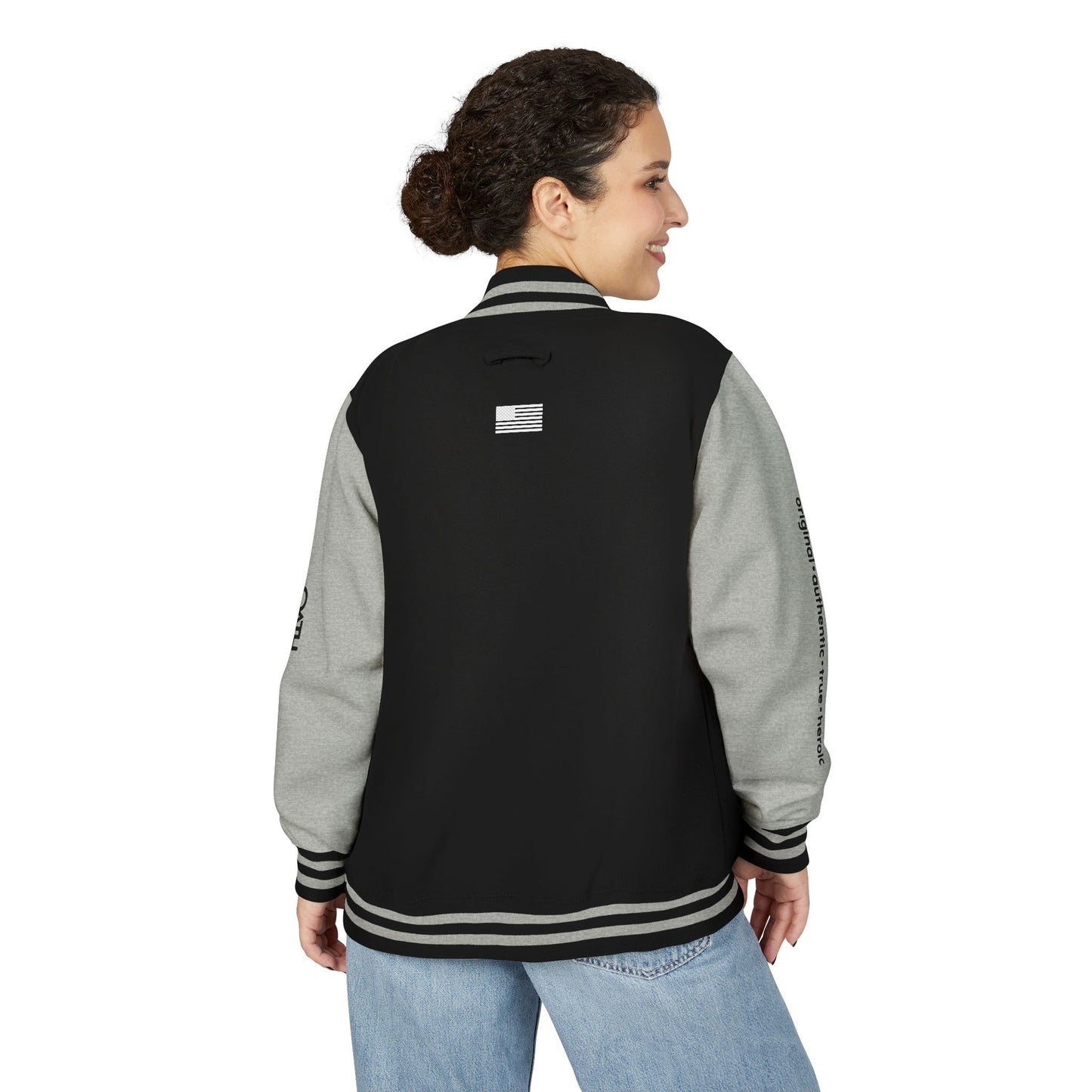 Unisex OATH Heavyweight Letterman Jacket - Red and White Classic Style with Text Design