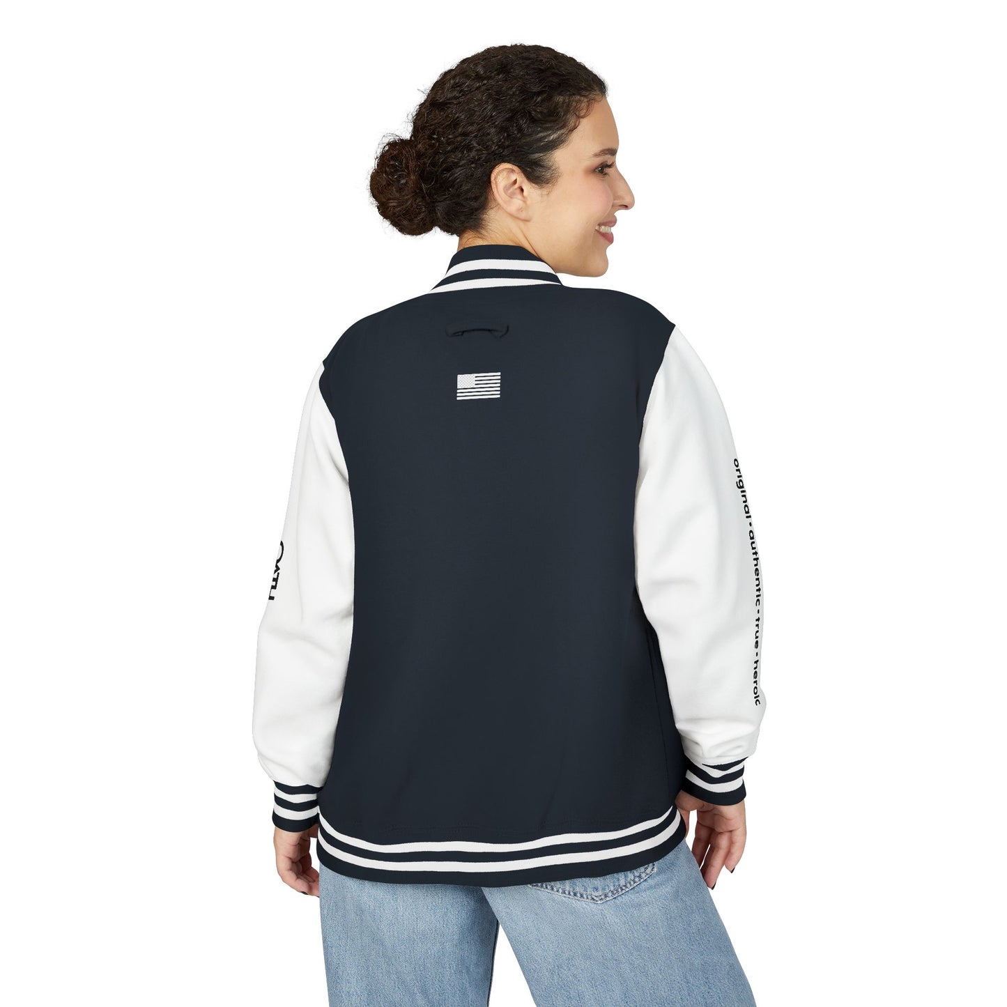Unisex OATH Heavyweight Letterman Jacket - Red and White Classic Style with Text Design