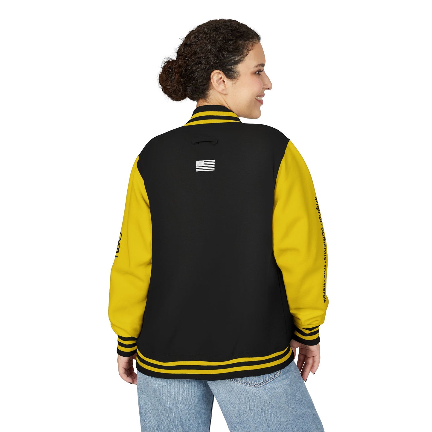 Unisex OATH Heavyweight Letterman Jacket - Red and White Classic Style with Text Design