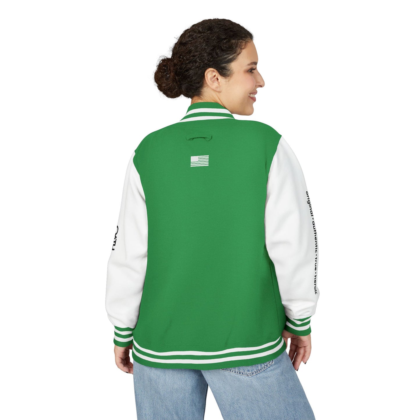 Unisex OATH Heavyweight Letterman Jacket - Red and White Classic Style with Text Design