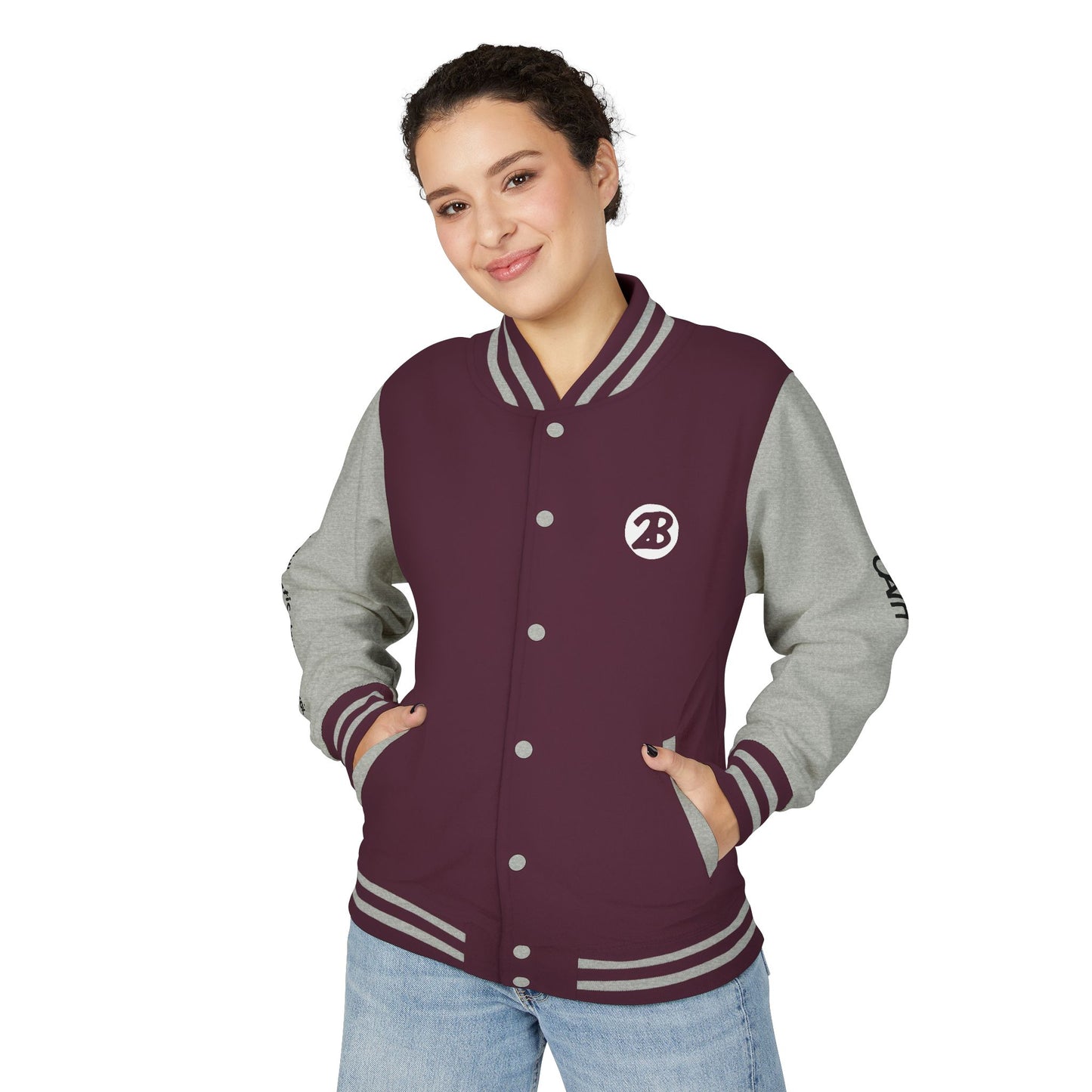 Unisex OATH Heavyweight Letterman Jacket - Red and White Classic Style with Text Design