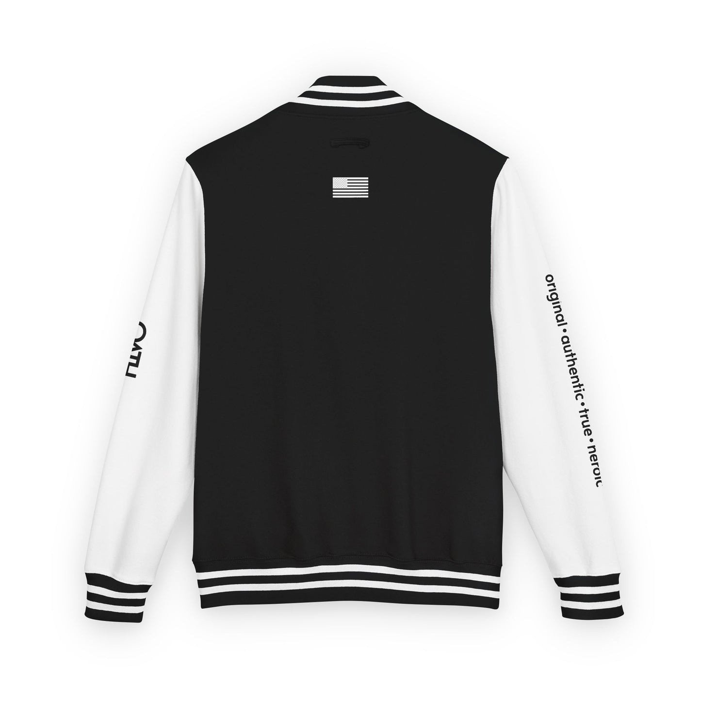 Unisex OATH Heavyweight Letterman Jacket - Red and White Classic Style with Text Design