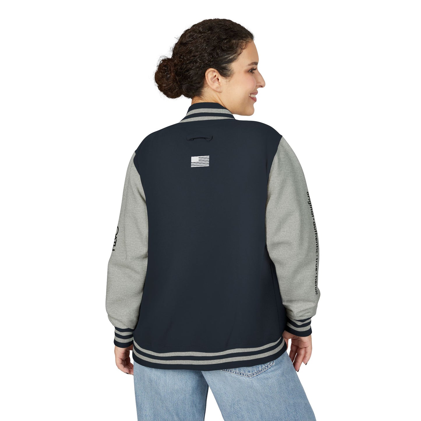 Unisex OATH Heavyweight Letterman Jacket - Red and White Classic Style with Text Design