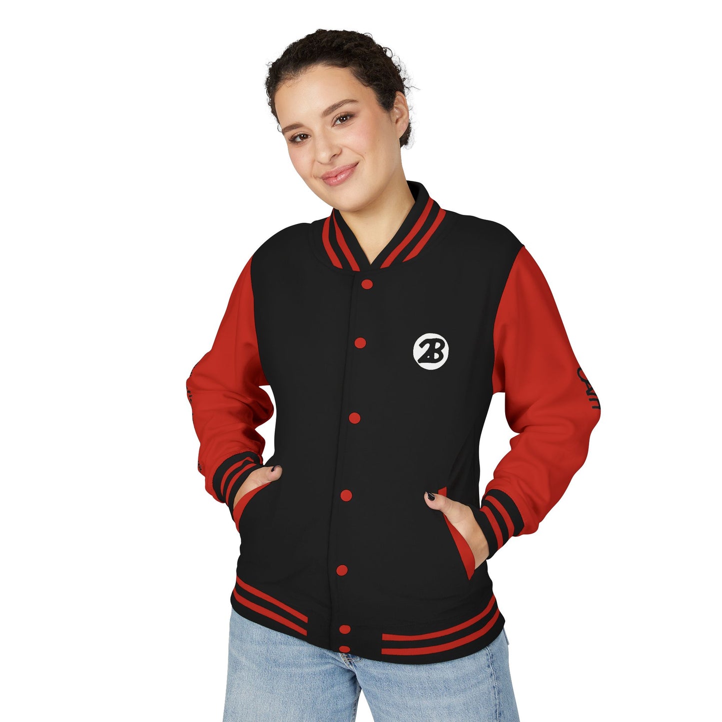 Unisex OATH Heavyweight Letterman Jacket - Red and White Classic Style with Text Design