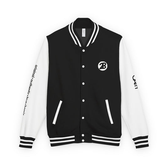 Unisex OATH Heavyweight Letterman Jacket - Red and White Classic Style with Text Design