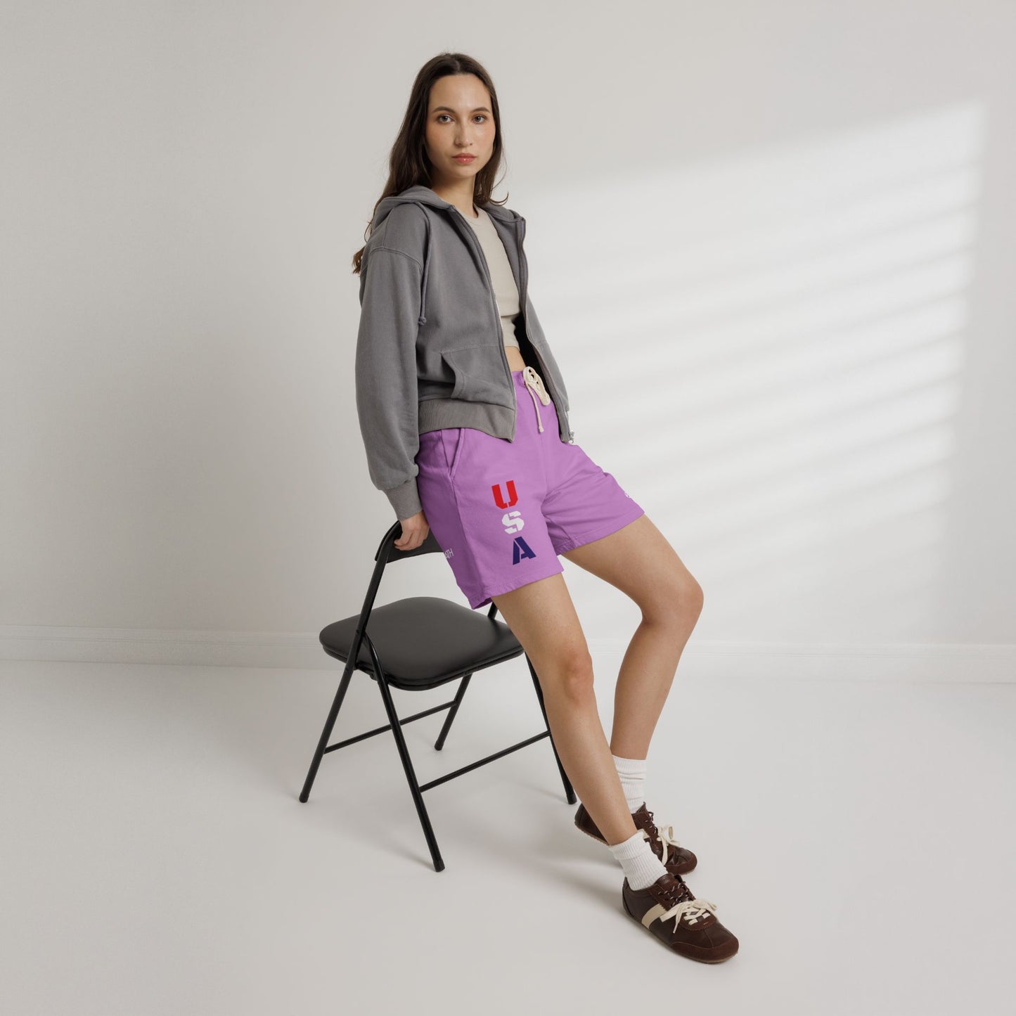 OATH - USA Vertical Graphic Sweat Shorts — Patriotic Fleece Lounge Shorts