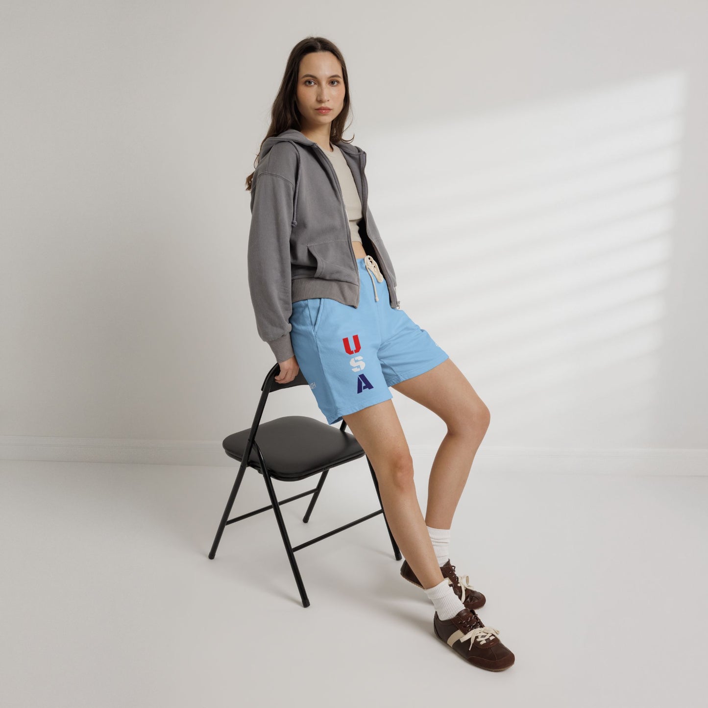 OATH - USA Vertical Graphic Sweat Shorts — Patriotic Fleece Lounge Shorts