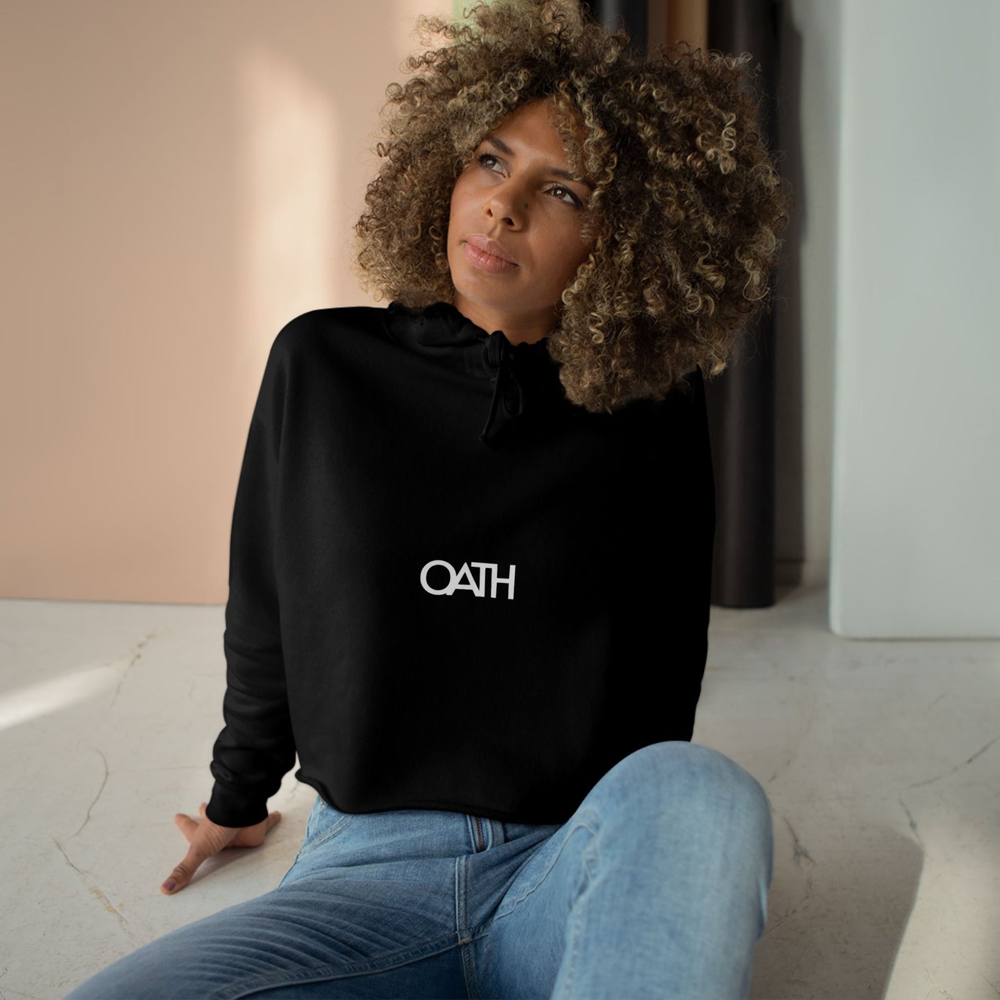 Minimalist OATH Crop Hoodie - Stylish, Casual Women's Wear