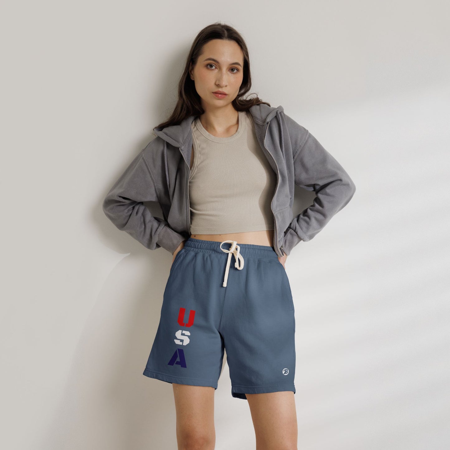OATH - USA Vertical Graphic Sweat Shorts — Patriotic Fleece Lounge Shorts