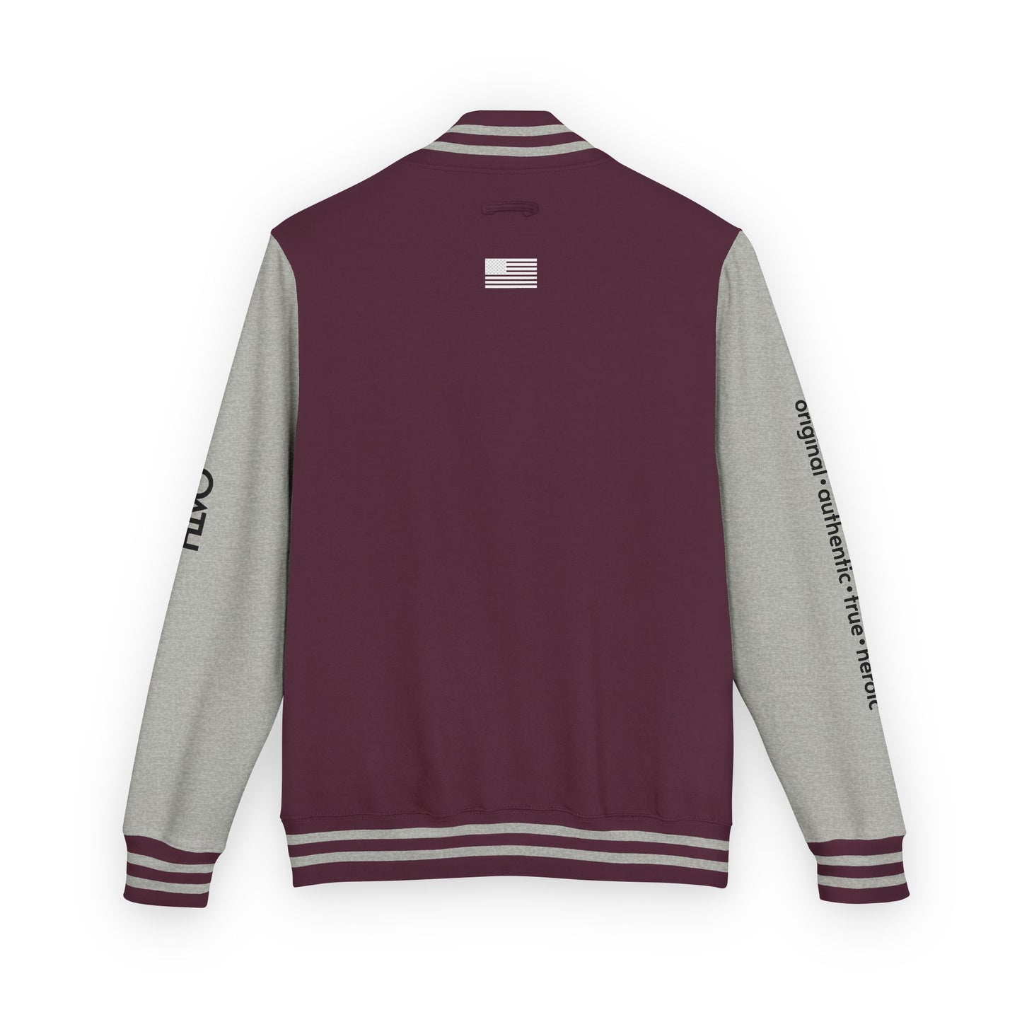 Unisex OATH Heavyweight Letterman Jacket - Red and White Classic Style with Text Design