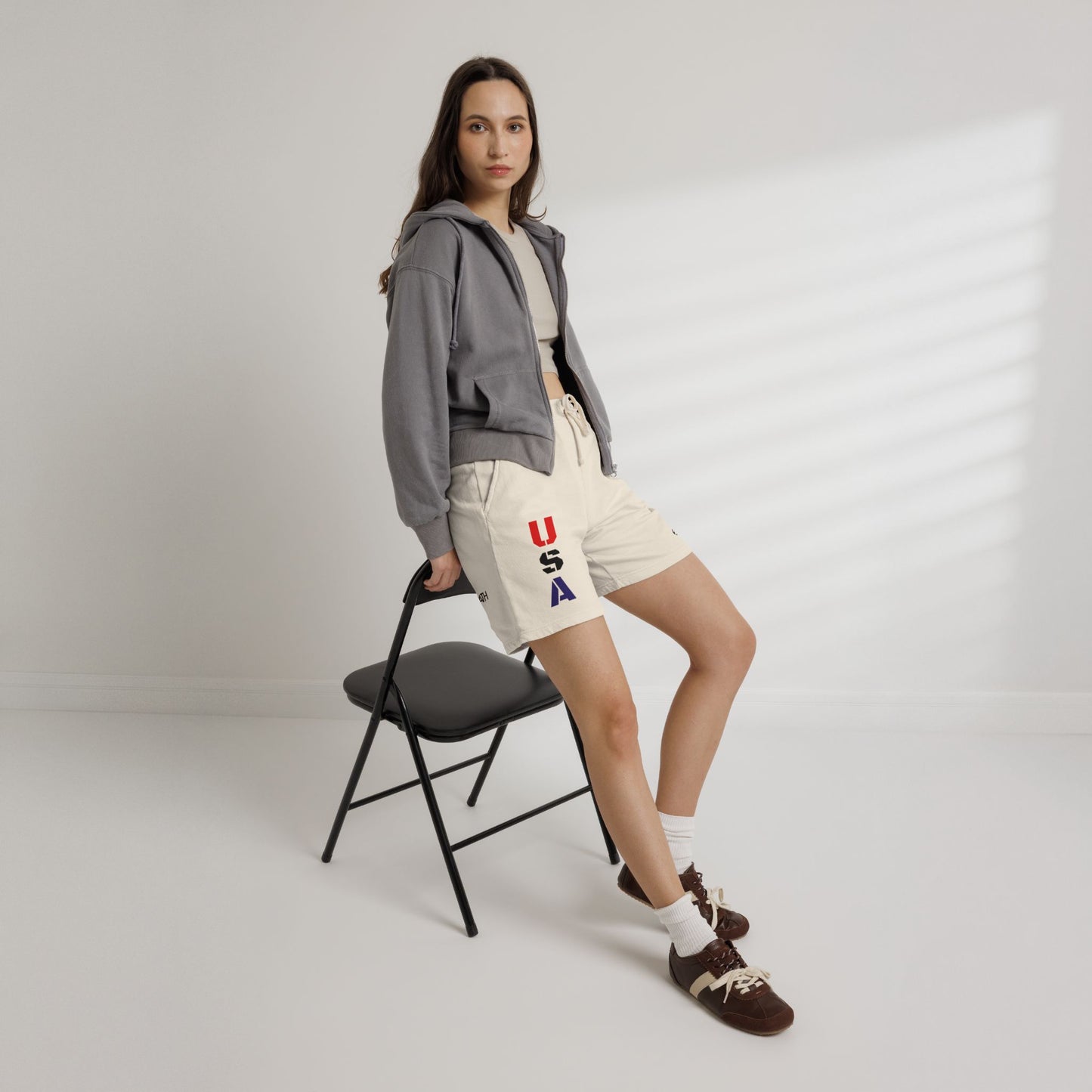 OATH - USA Vertical Graphic Sweat Shorts — Patriotic Fleece Lounge Shorts