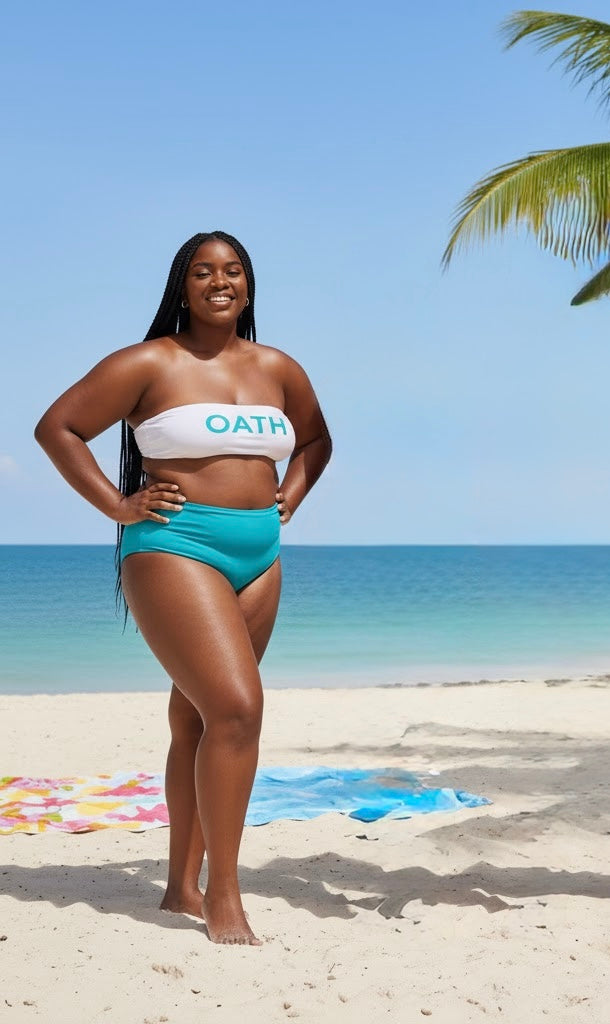 OATH Recycled bandeau bikini top Blue n White