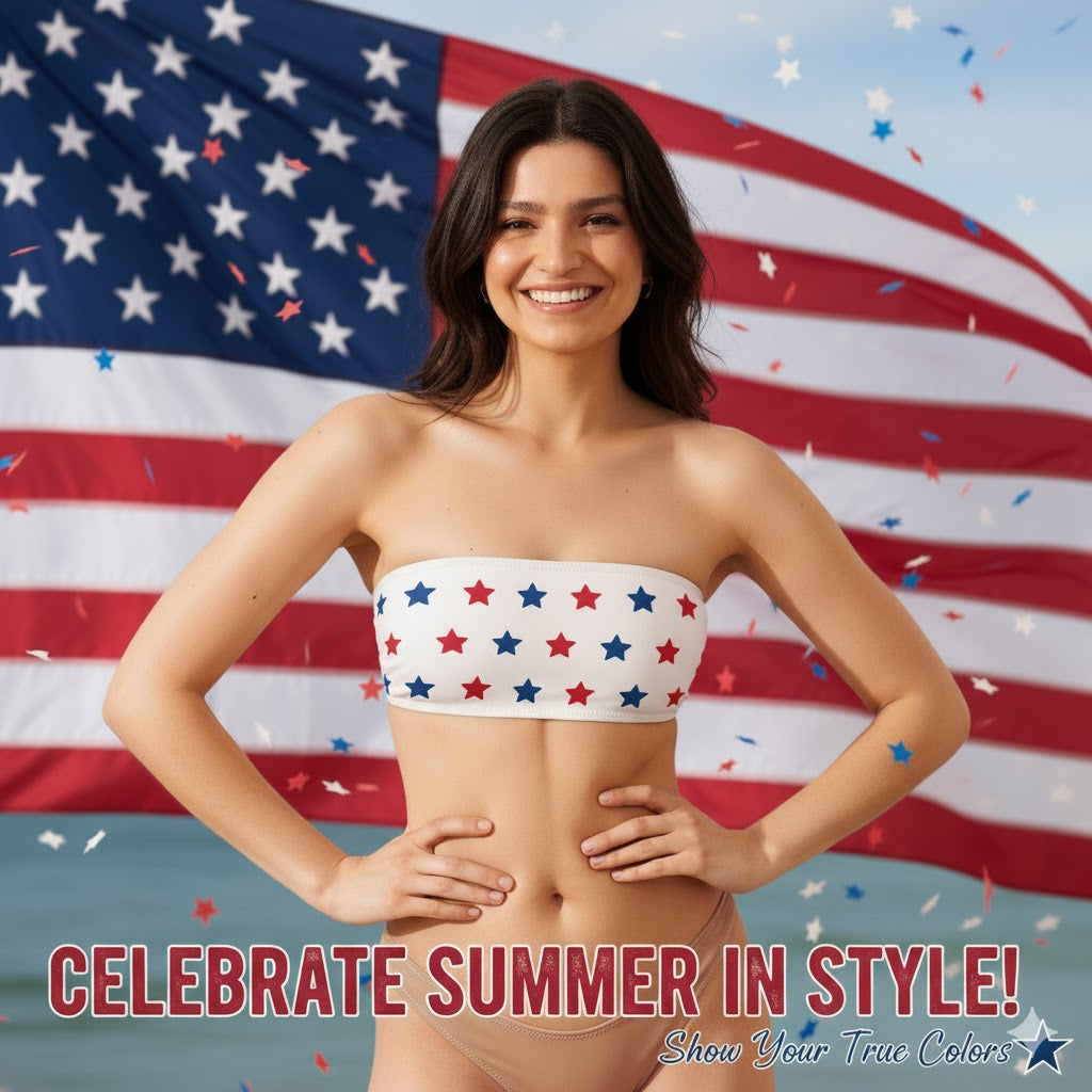 Recycled bandeau bikini top Stars