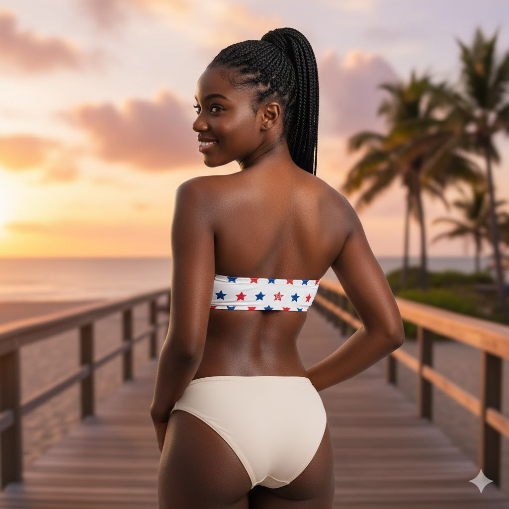 Recycled bandeau bikini top Stars