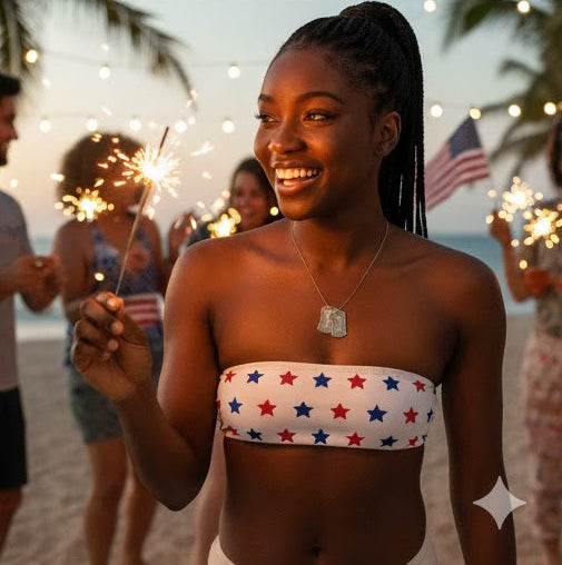 Recycled bandeau bikini top Stars