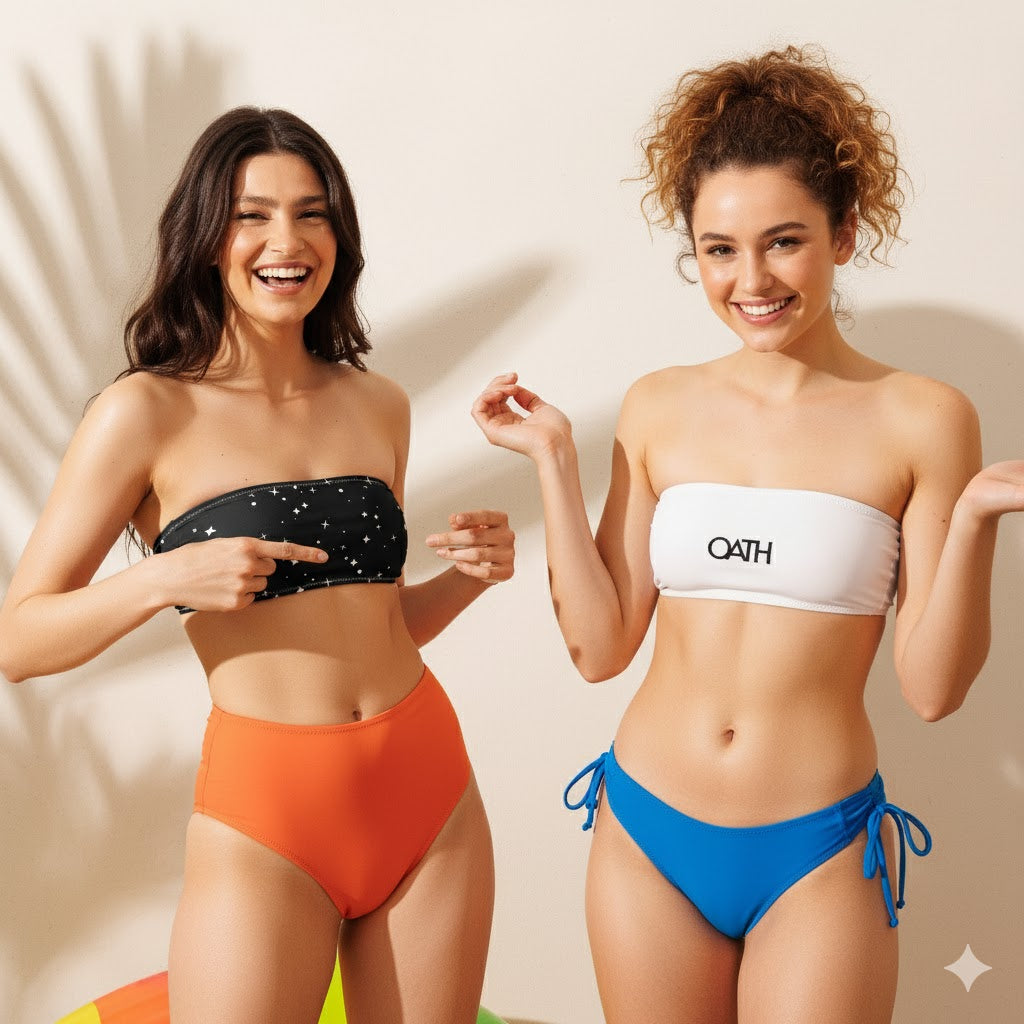 OATH Recycled bandeau bikini top Black n White